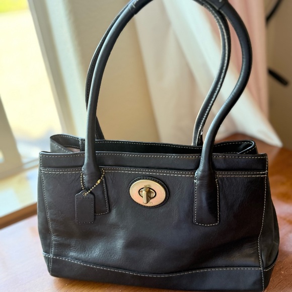 Y2K 2008 Coach Madeline Satchel Shoulder Bag F0826 12482 Black Leather - Picture 1 of 15